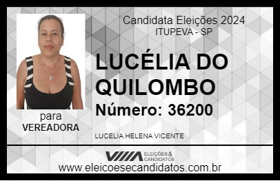 Candidato LUCÉLIA DO QUILOMBO 2024 - ITUPEVA - Eleições