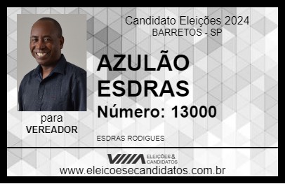 Candidato AZULÃO ESDRAS 2024 - BARRETOS - Eleições