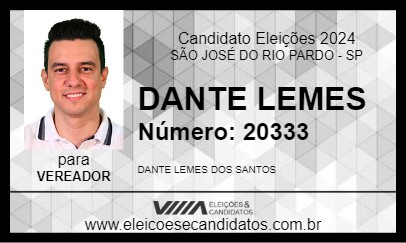 Candidato DANTE LEMES 2024 - SÃO JOSÉ DO RIO PARDO - Eleições