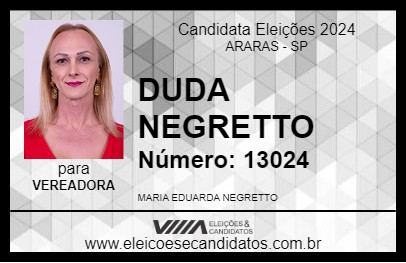 Candidato DUDA NEGRETTO 2024 - ARARAS - Eleições