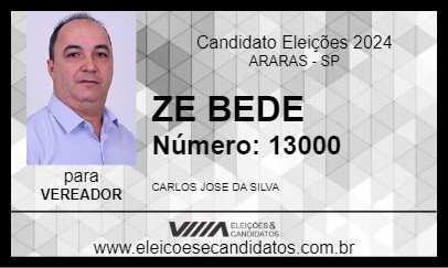 Candidato ZE BEDE 2024 - ARARAS - Eleições