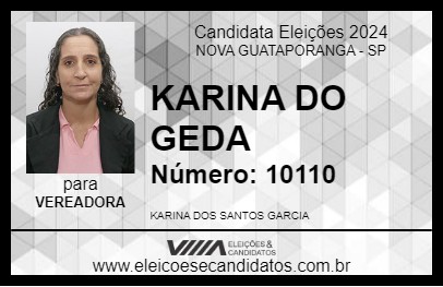 Candidato KARINA DO GEDA 2024 - NOVA GUATAPORANGA - Eleições