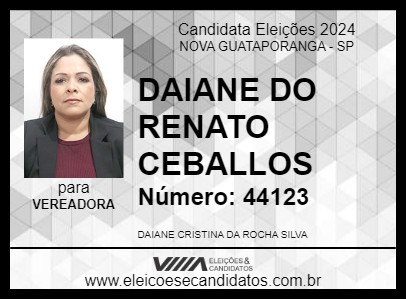 Candidato DAIANE DO RENATO CEBALLOS 2024 - NOVA GUATAPORANGA - Eleições