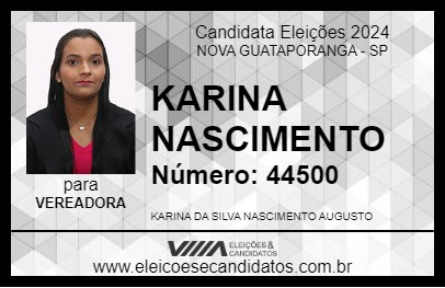 Candidato KARINA NASCIMENTO 2024 - NOVA GUATAPORANGA - Eleições