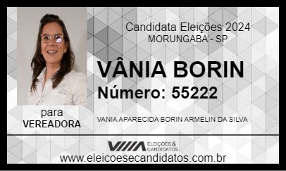 Candidato VÂNIA BORIN 2024 - MORUNGABA - Eleições