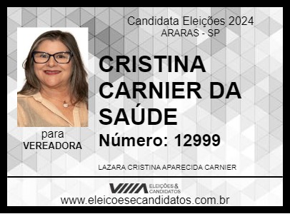 Candidato CRISTINA CARNIER DA SAÚDE 2024 - ARARAS - Eleições