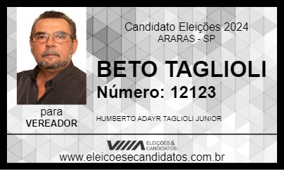 Candidato BETO TAGLIOLI 2024 - ARARAS - Eleições