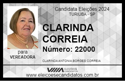 Candidato CLARINDA CORREIA 2024 - TURIÚBA - Eleições