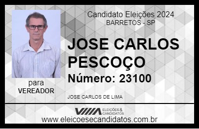 Candidato JOSE CARLOS PESCOÇO 2024 - BARRETOS - Eleições