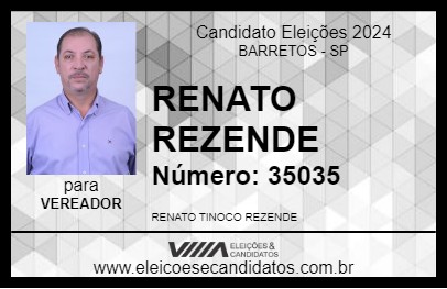 Candidato RENATO REZENDE 2024 - BARRETOS - Eleições