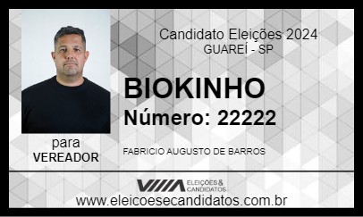 Candidato BIOKINHO 2024 - GUAREÍ - Eleições