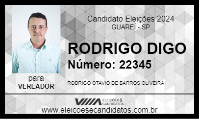 Candidato RODRIGO DIGO 2024 - GUAREÍ - Eleições