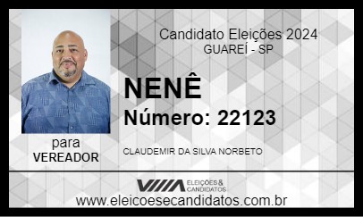 Candidato NENÊ 2024 - GUAREÍ - Eleições