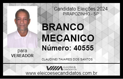 Candidato BRANCO MECANICO 2024 - PIRAPOZINHO - Eleições