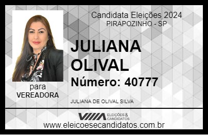 Candidato JULIANA OLIVAL 2024 - PIRAPOZINHO - Eleições