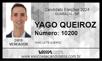 Candidato YAGO QUEIROZ 2024 - GUARAÇAÍ - Eleições