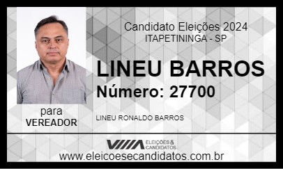 Candidato LINEU BARROS 2024 - ITAPETININGA - Eleições