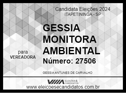 Candidato GESSIA MONITORA AMBIENTAL 2024 - ITAPETININGA - Eleições