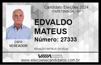 Candidato EDVALDO MATEUS 2024 - ITAPETININGA - Eleições