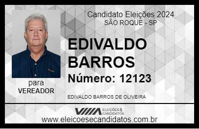 Candidato EDIVALDO BARROS 2024 - SÃO ROQUE - Eleições