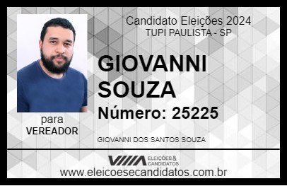 Candidato GIOVANNI SOUZA 2024 - TUPI PAULISTA - Eleições