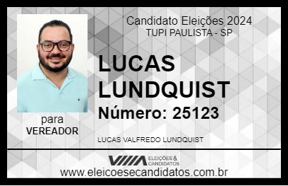 Candidato LUCAS LUNDQUIST 2024 - TUPI PAULISTA - Eleições