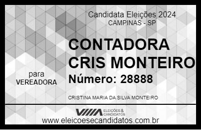 Candidato CONTADORA CRIS MONTEIRO 2024 - CAMPINAS - Eleições