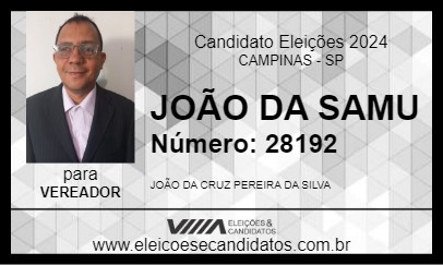 Candidato JOÃO DA SAMU 2024 - CAMPINAS - Eleições