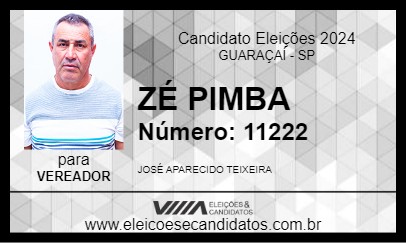 Candidato ZÉ PIMBA 2024 - GUARAÇAÍ - Eleições