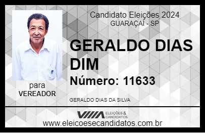 Candidato GERALDO DIAS DIM 2024 - GUARAÇAÍ - Eleições