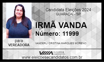 Candidato IRMÃ VANDA 2024 - GUARAÇAÍ - Eleições