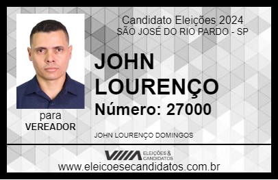 Candidato JOHN LOURENÇO 2024 - SÃO JOSÉ DO RIO PARDO - Eleições