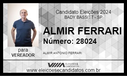 Candidato ALMIR FERRARI 2024 - BADY BASSITT - Eleições