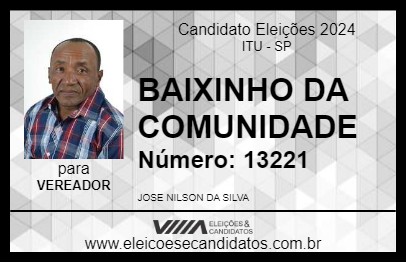 Candidato BAIXINHO DA COMUNIDADE 2024 - ITU - Eleições