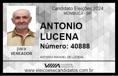 Candidato ANTONIO LUCENA 2024 - MOMBUCA - Eleições