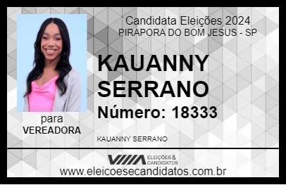 Candidato KAUANNY SERRANO 2024 - PIRAPORA DO BOM JESUS - Eleições