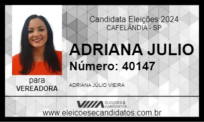 Candidato ADRIANA JULIO 2024 - CAFELÂNDIA - Eleições