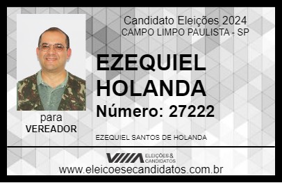 Candidato EZEQUIEL HOLANDA 2024 - CAMPO LIMPO PAULISTA - Eleições