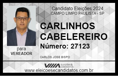 Candidato CARLINHOS CABELEIREIRO 2024 - CAMPO LIMPO PAULISTA - Eleições