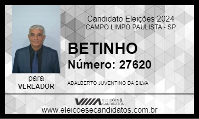 Candidato BETINHO 2024 - CAMPO LIMPO PAULISTA - Eleições