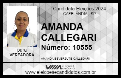 Candidato AMANDA CALLEGARI 2024 - CAFELÂNDIA - Eleições