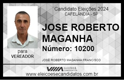 Candidato JOSE ROBERTO MAGANHA 2024 - CAFELÂNDIA - Eleições