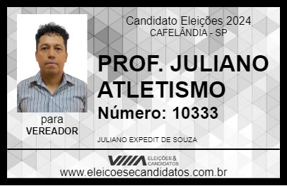 Candidato PROF. JULIANO ATLETISMO 2024 - CAFELÂNDIA - Eleições