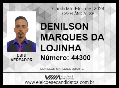 Candidato DENILSON MARQUES DA LOJINHA 2024 - CAFELÂNDIA - Eleições