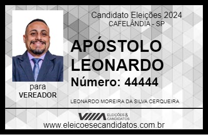 Candidato APÓSTOLO LEONARDO 2024 - CAFELÂNDIA - Eleições