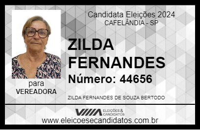 Candidato ZILDA FERNANDES 2024 - CAFELÂNDIA - Eleições