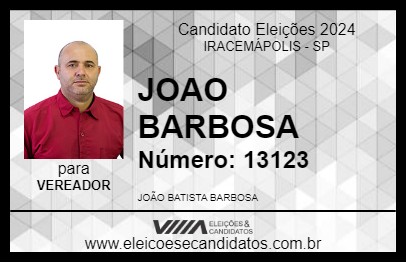 Candidato JOÃO BARBOSA 2024 - IRACEMÁPOLIS - Eleições