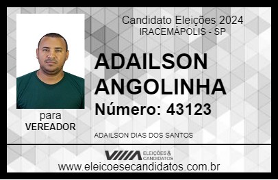 Candidato ADAILSON ANGOLINHA 2024 - IRACEMÁPOLIS - Eleições