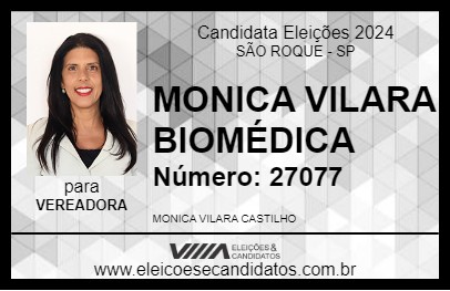 Candidato MONICA VILARA BIOMÉDICA 2024 - SÃO ROQUE - Eleições