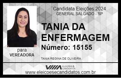 Candidato TANIA DA ENFERMAGEM 2024 - GENERAL SALGADO - Eleições